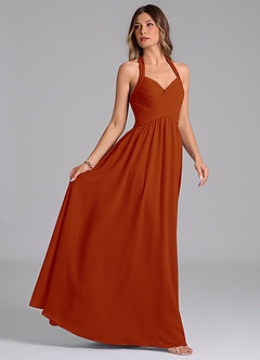 Azazie Darlyn Bridesmaid Dresses Paprika A-Line Pleated Chiffon Dress image6