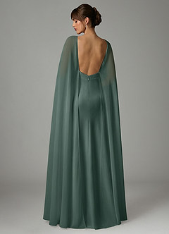 Azazie Stefania Abiti da Damigella Abito A-Line in Raso Elasticizzato Muschio Marino image4