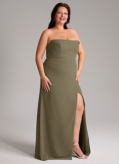 Azazie Leonis Bridesmaid Dresses Willow Green Sheath Strapless Chiffon Convertible Dress image14