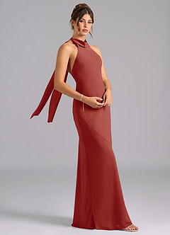 Azazie Velli Bridesmaid Dresses Terracotta Mermaid Bow Chiffon Dress image3