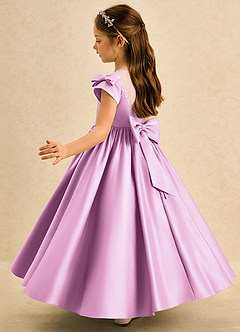 Azazie Toffee Abiti da Ragazza di Fiori Abito Stile Principessa in Raso Opaco Fiocco Rosa Confetto image5