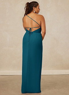 Christian Siriano Bridal for Azazie 1003 Bridesmaid Dresses Ink Blue Sheath One Shoulder Chiffon Dress image15