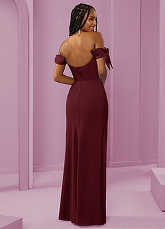Barbie ♥ Azazie Vestidos de damas de honor Vestido de Cabernet de Satén Elástico de Corte Recto Convertible con Vestidos sin tirantes image7