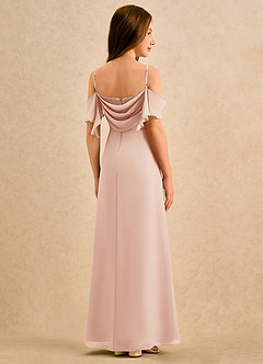Azazie Pippy Girls Formal Robe Demoiselle D'honneur Fillette Robe Trapèze en Mousseline de soie Encolure en Forme de Cœur Rose Anglais image6