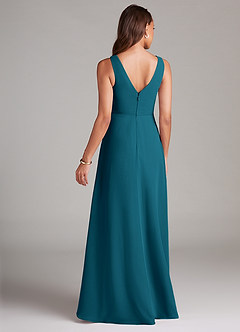 Azazie Nelly Bridesmaid Dresses Ink Blue A-Line Pleated Chiffon Dress image5