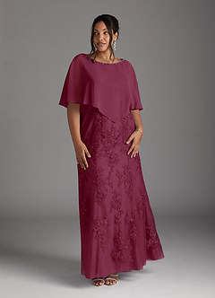 Azazie Whilhelmina Mother of the Bride Dresses Mulberry Mermaid Lace Chiffon Dress image11
