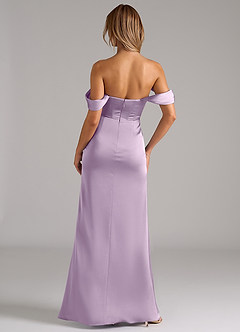 Azazie Johana Jurken voor bruidsmeisjes Converteerbaar Jurk van Stretch Satijn met Zeemeermin Off the Shoulder Frosted Lila image4