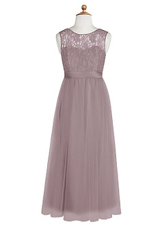 Azazie Georgette A-Line Lace Tulle Floor-Length Dress image8