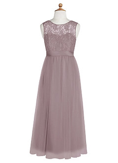 Azazie Georgette Junior Dusk A-Line Lace Tulle Dress image8
