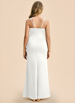 Azazie Adrienne Junior Robe Fourreau en Satin extensible Plissé Blanc image2
