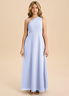 Azazie Phaedra Junior Vestido de Lavanda de Gasa de Corte en A con Plisado image4