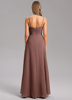 Azazie Terese Bridesmaid Dresses Espresso A-Line Pleated Chiffon Dress image2