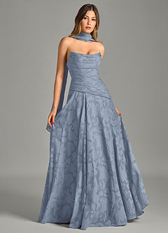 Azazie Gabriela 신부 들러리 드레스 A라인 스트랩리스 플로럴 번아웃 바닥 길이 드레스 image7