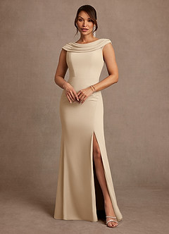 Azazie Irvine Mother of the Bride Dresses Champagne A-Line Pleated Chiffon Dress image2