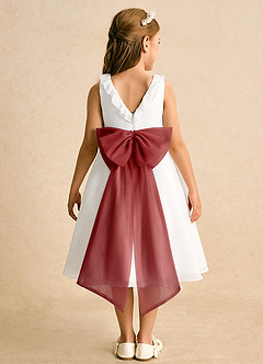 Azazie Dani Flower Girl Dresses Ivory Rust A-Line Bow Chiffon Dress image7