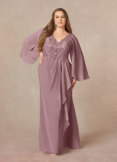 Azazie Perry Kleider für die Brautmutter Meerjungfrau-Linie V-Hals Spitze Chiffon Kleid Altrosa image7