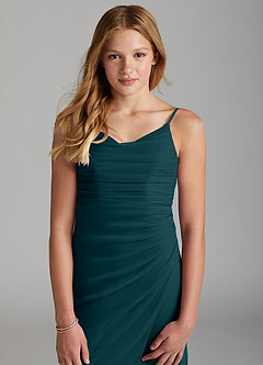 Azazie Deandra Junior Robe Fourreau en Maille Vert Pin image6