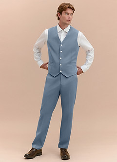 front James Dusty Blue Structured Stretch Suit Vest