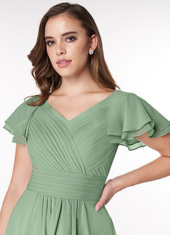 Azazie Hadley Final Sale A-Line Pleated Chiffon Knee-Length Dress image6