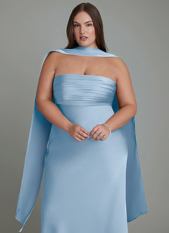 Azazie Saylor Brautjungfernkleider Meerjungfrau-Linie Schulterfrei Stretch-Satin Kleid Puderblau image18