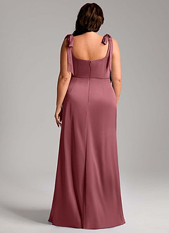 Azazie Frostine Vestidos de damas de honor Vestido de Rosa Del Desierto de Satén Elástico de Corte en A con Lazo image11