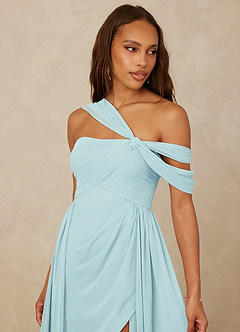 Christian Siriano Bridal for Azazie 1014 Bridesmaid Dresses Sea Glass A-Line Off the Shoulder Chiffon Dress image7