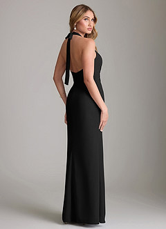 Azazie Valerie Bridesmaid Dresses Black Mermaid Pleated Chiffon Dress image2