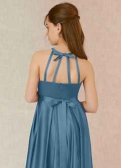 Azazie Arianthe Junior Bermuda A-Line with Pockets Matte Satin Dress image7