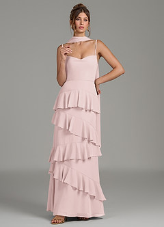 Azazie Imani Bridesmaid Dresses Blushing Pink A-Line Ruched Chiffon Dress image7