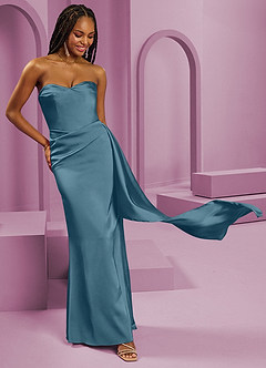 Barbie ♥ Azazie Vestidos de madrinha de casamento Vestido Bermudas de Cetim elástico de Bainha com Sem alças image5