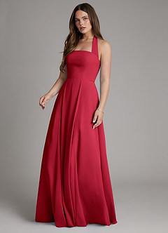 Azazie Irina Bridesmaid Dresses Scarlet A-Line Pleated Chiffon Dress image5