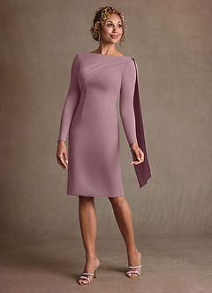 Azazie Merian 신부의 어머니 드레스 컬럼 주름진 스트레치 크레이프 무릎 길이 드레스 image3