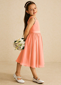Azazie Ari Flower Girl Dresses Sunset A-Line Sleeveless Chiffon Dress image3