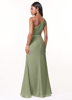 Azazie Liza Bridesmaid Dresses Pistachio Mermaid One Shoulder Chiffon Dress image4