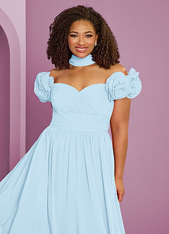 Barbie ♥ Azazie Bridesmaid Dresses Sky Blue A-Line Off the Shoulder Chiffon Convertible Dress image20