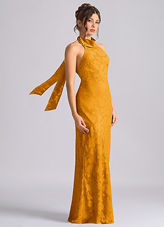 Azazie Velli Brudtärnklänningar Klä av Sjöjungfru i Blommig Utbrändhet Hög hals Knäck image4