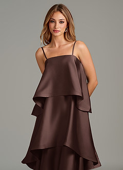 Azazie Azalea Bridesmaid Dresses Ganache A-Line Ruched Stretch Satin Dress image2