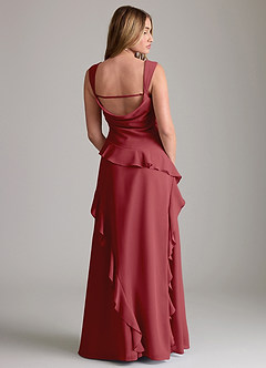 Azazie Sloane Bridesmaid Dresses Pomegranate A-Line Sweetheart Neckline Chiffon Dress image2