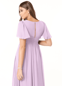 Azazie Verna Brautjungfernkleider für Schwangere A-Linie V-Hals Gerüscht Chiffon Bodenlänge Kleid image6