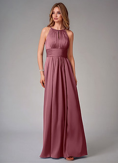 Azazie Bonnie Brautjungfernkleider A-Linie Plissee Stretch-Satin Kleid Wüstenrose image6