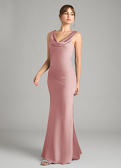Azazie Rylina Bridesmaid Dresses Dusty Rose Mermaid Stretch Satin Dress image4