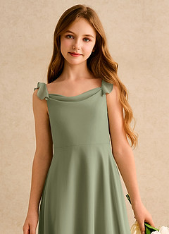 Azazie Puppy Girls Formal Flower Girl Dresses Pistachio A-Line Pleated Chiffon Dress image6