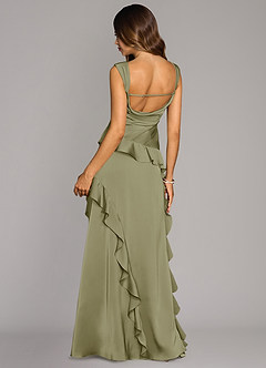Azazie Sloane Robes de demoiselle d'honneur Robe Trapèze en Satin extensible Encolure en Forme de Cœur Pistache image2