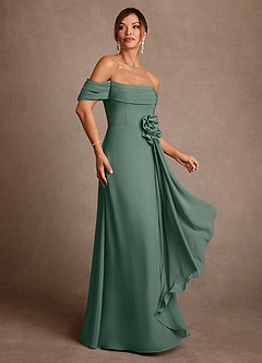 Azazie Amherst Mother of the Bride Dresses Sea Moss A-Line Off the Shoulder Chiffon Dress image2