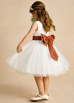 Azazie Sosie Flower Girl Dresses Ivory Burnt Orange A-Line Pleated Tulle Dress image4