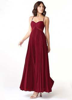 Azazie Devyn Bridesmaid Dresses Burgundy A-Line Corset Chiffon Dress image3