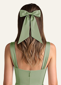 front Grampo de cabelo com laço de cetim elástico de cor correspondente