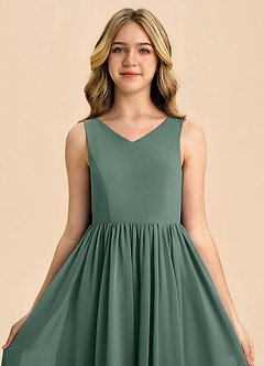 Azazie Hathaway Junior Sea Moss A-Line Bow Chiffon Dress image6