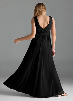 Azazie Tanicia Junior Black A-Line Mesh Dress image4