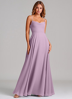 Azazie Elle Bridesmaid Dresses Wisteria A-Line Pleated Chiffon Dress image3
